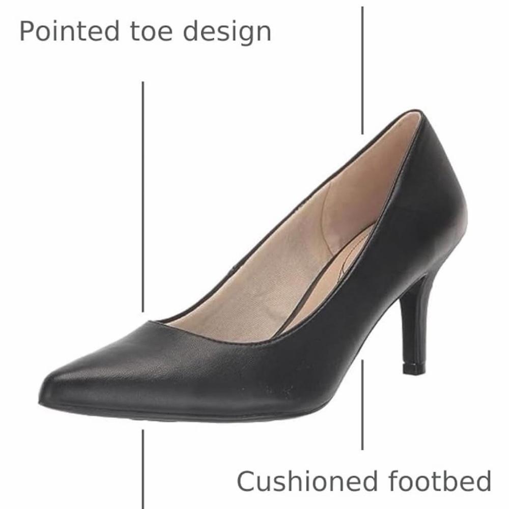 Life Stride Black Pointed Toe Mid-Heel Pump
